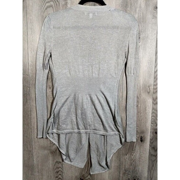 Jennifer Lopez Open Front Cardigan Sweater Womens Extra Small Metallic Silver - Picture 2 of 8